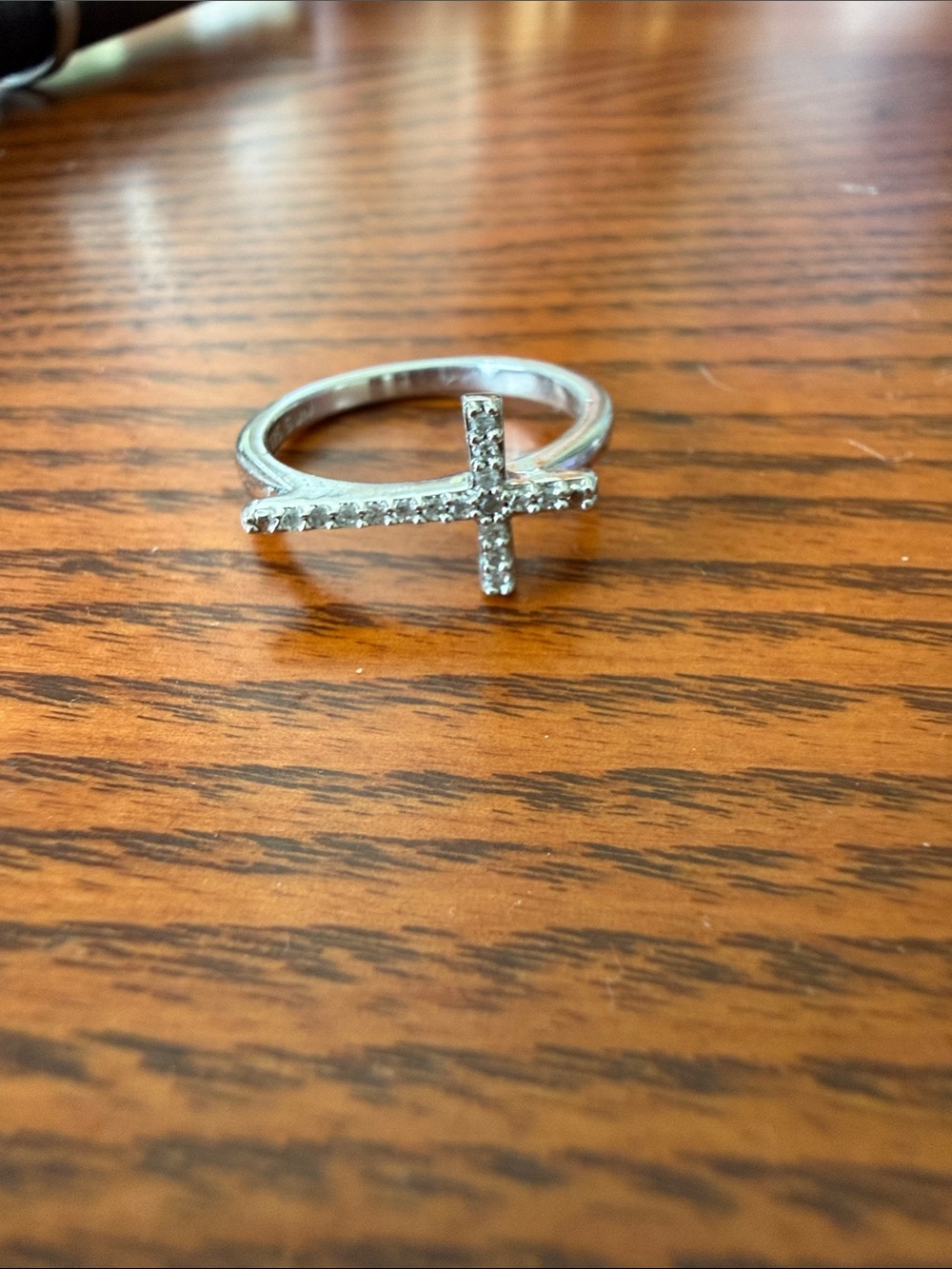 Silver Crystal Cross Ring Size 7 - Women's Jewelry